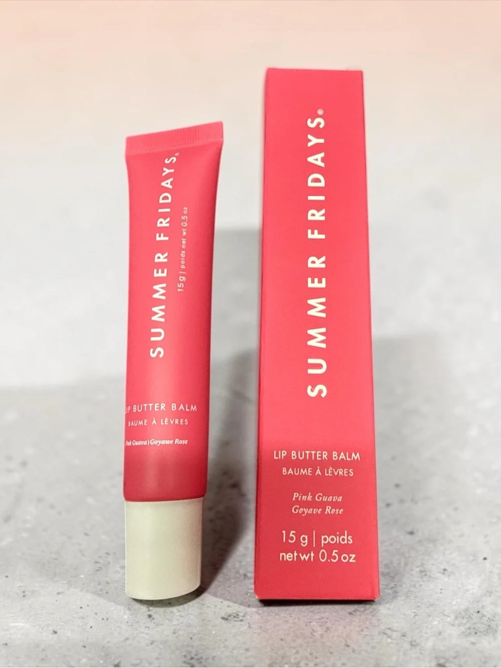 Summer Fridays Pink Guava Lip Butter Balm - Bright Pink Tube